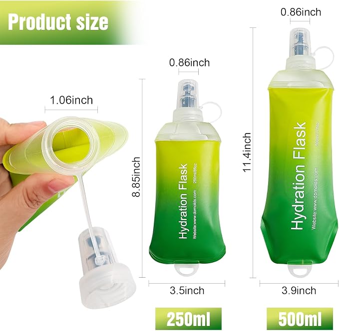 AXEN Soft Flask TPU Foldable Running Hydration Flask, Soft Collapsible Water Bottle for Hydration Pack Cycling Marathon Running Hiking - Image 2