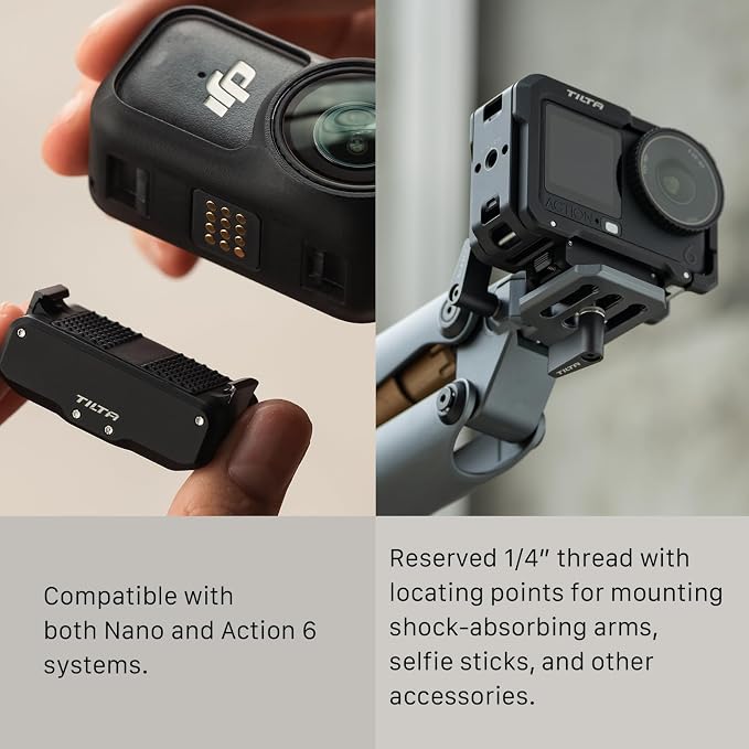 Tilta Camera Cage Base Kit Compatible with DJI Osmo Action 6 | Magnetic Quick Release Baseplate Included | 1/4"-20 Thread with Locating Points | Cold Shoe Receiver | Button Extension | Black | Includes full camera cage and quick release mounting basepl... - Image 8