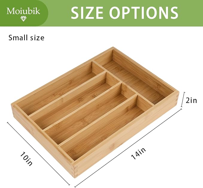 Bamboo Expandable Silverware Drawer Organizer, Adjustable Utensil Tray Cutlery Holder for Kitchen Drawer, Flatware Storage Organizer for Spoons, Forks and Knives, Natural (5 Slot,) - Image 5