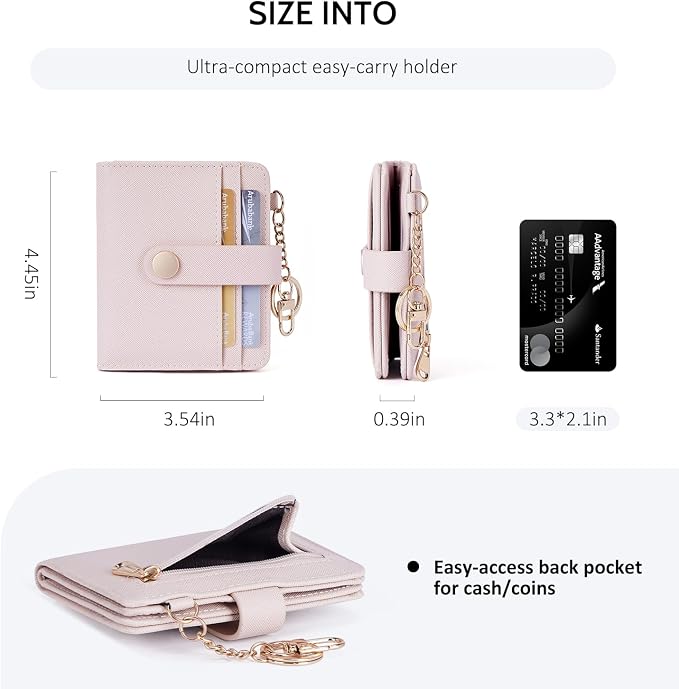 POIUGOYA Slim Wallet for Women,RFID Blocking Bifold Credit Card Holder with Zipper Coin Pocket,ID Window,Keychain - Image 4
