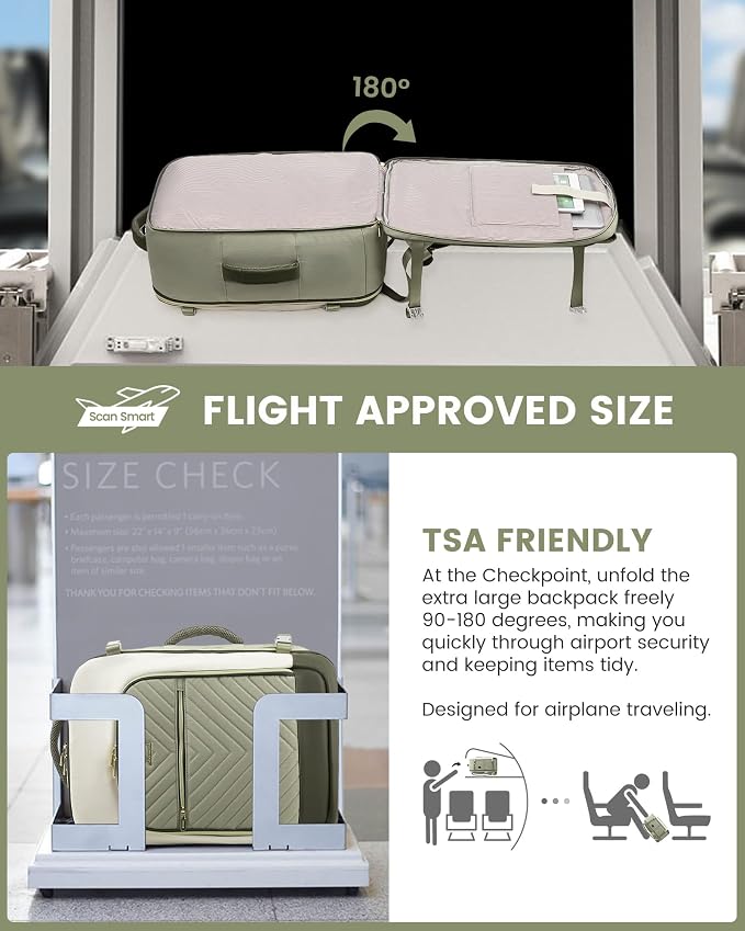 LOVEVOOK Large Travel Backpack for Women, TSA Carry on Backpack for Airplanes, 50L Personal Item Travel Bag for Women fits 17" Laptop,Waterproof Carry on Bag Airplane Approved with 3 Packing Cubes - Image 4