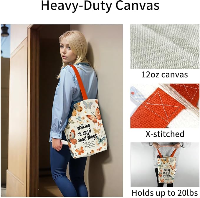 itgowisa Canvas Tote Bag for Women, Tote Bag with Zipper Inner Pocket, Zippered Canvas Bag for Shopping Work Grocery Everyday - Image 4