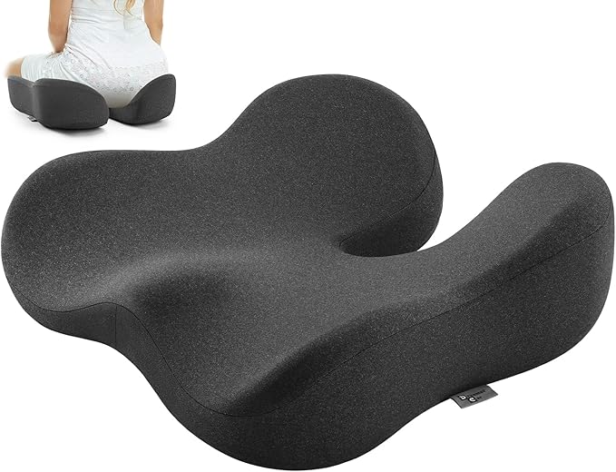 Seat Cushion for Tailbone & Sciatica Pain Relief | Certified & Ergonomist-Designed,Tapered Front Edge Reduces Thigh Pressure,Wide Memory Foam for Office Chair, Car, Wheelchair by DreamerCar