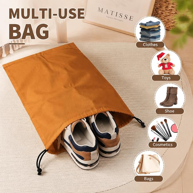 4 Pcs Shoe Bags for Traveling, 13.8" x 12.6" Dust Bags for Shoes with Drawstring for Women and Men, Travel and Home Storage(Brown) - Image 5