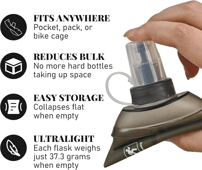 150ML Soft Flask, TPU Collapsible Soft Water Bottle for Hydration Pack, Running Vest, Leak-Proof Folding Water Bottle for Hiking Cycling Climbing Jogging- 1Pcs, Grey - Image 2