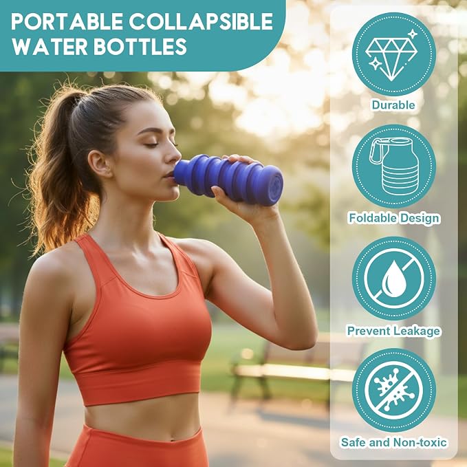 LemonRoad 4 Pcs 20 oz Portable Collapsible Water Bottles Reusable Silicone Foldable Water Bottle Lightweight Leakproof Expandable for Gym Traveling Camping Hiking Sports (Multicolor) - Image 4