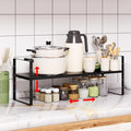 Expandable Cabinet Shelf Organizer Rack, Stackable Kitchen Counter Storage Shelves Stand, Adjustable Height Pantry Shelf Spice Rack(Black-1 Pack, 8.7" D x 15.4-26.8" W x 9.8" H) by Unknown