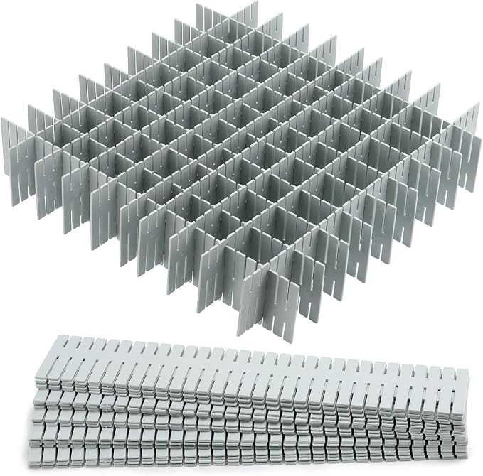 acDesign 40Pcs Drawer Dividers, Adjustable Drawer Organizer for Socks, Underwear, Lingerie, Makeup, Bedroom Office Kitchen Storage (Grey) by acDesign