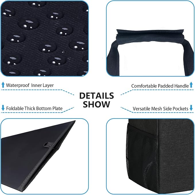 LHZK 2 Pack Extra Large Utility Tote Bag with Metal Wire Frame and the Sides Rinforced, Extra Large Tote Bag with Handle for Pool Beach Laundry Storage (Black) - Image 6