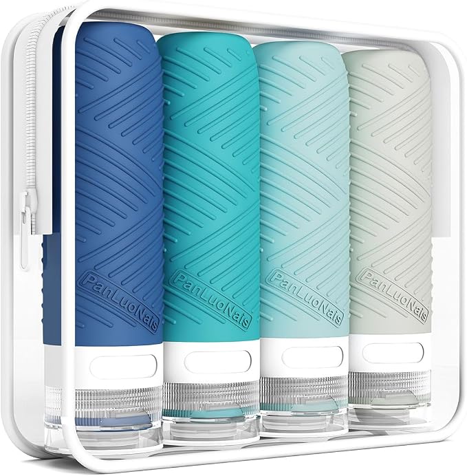 Travel Bottles for Toiletries, Silicone TSA Approved Bottles, Leakproof Shampoo & Toiletry Containers for Airplane, Vacation & Business Trips by PanLuoNais