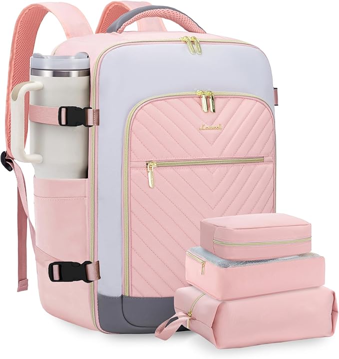 LOVEVOOK Large Travel Backpack for Women, TSA Carry on Backpack for Airplanes, 40L Personal Item Travel Bag for Women fits 17" Laptop,Waterproof Carry on Bag Airplane Approved with 3 Packing Cubes by LOVEVOOK