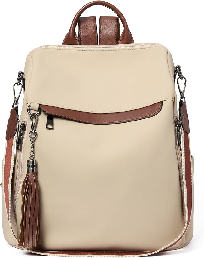 Telena Backpack Purse for Women, PU Leather Anti Theft Travel Purse Shoulder Bags with Tassel by Telena