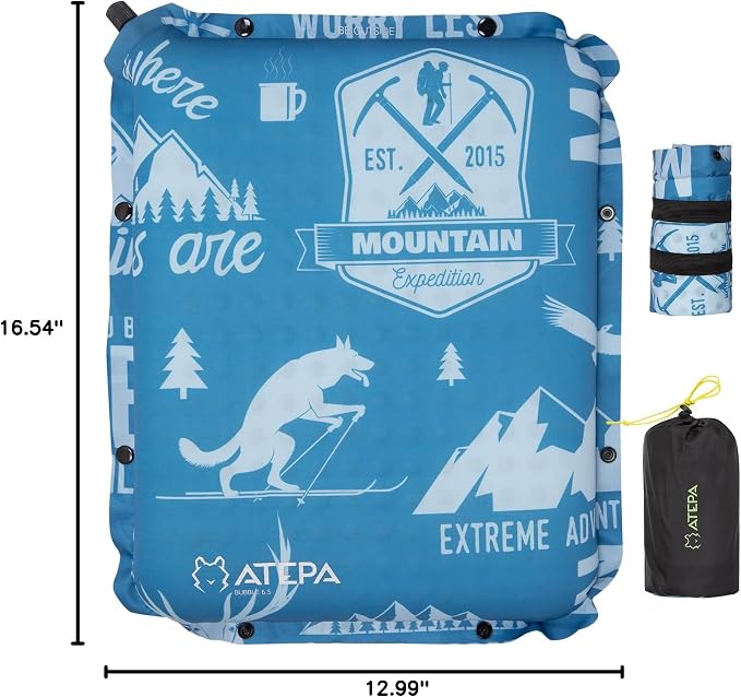 ATEPA Inflatable Seat Cushion | 2" & 2.5" Foam Core Seat Pad, Self Inflating, Compact, Stadium, Airplane, Travel, Camping, Hiking, Sports events - Image 9