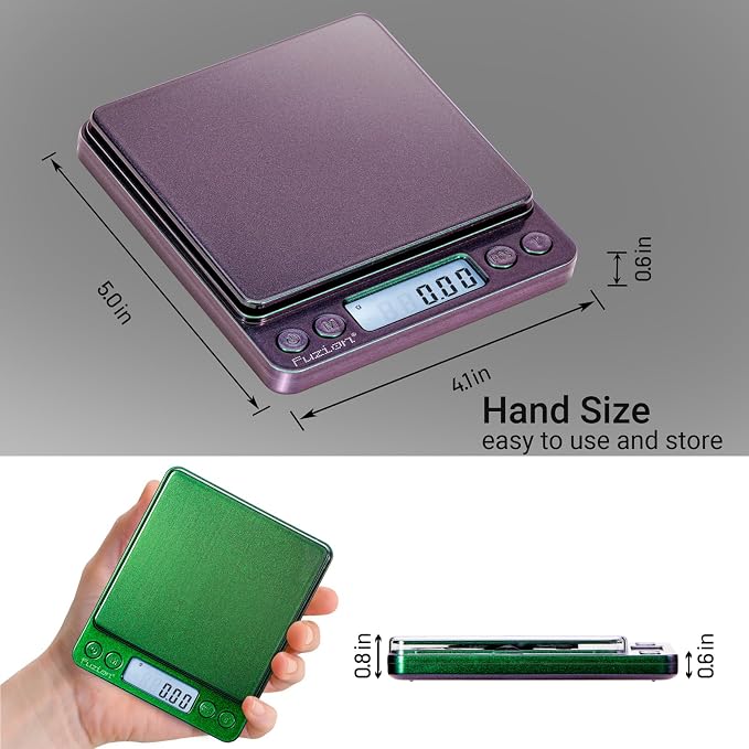 Fuzion Digital Scale .01 Gram Accuracy, 500g Small Kitchen Food Scales | 2 Trays Included for Jewelry, Gold, Herb, Powder, Spice, Coffee, Coin - Weight Gram and Oz - Image 3