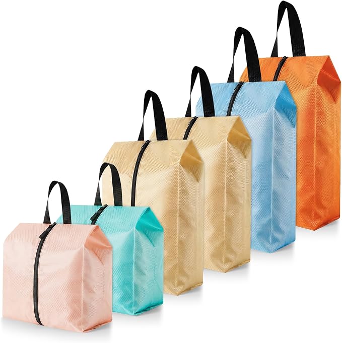 6 Pcs Travel Shoe Bags with Zipper Nylon Portable Waterproof Suitcase Shoe Organizer Packing for Golf(Mixed,Pastel) - Image 5