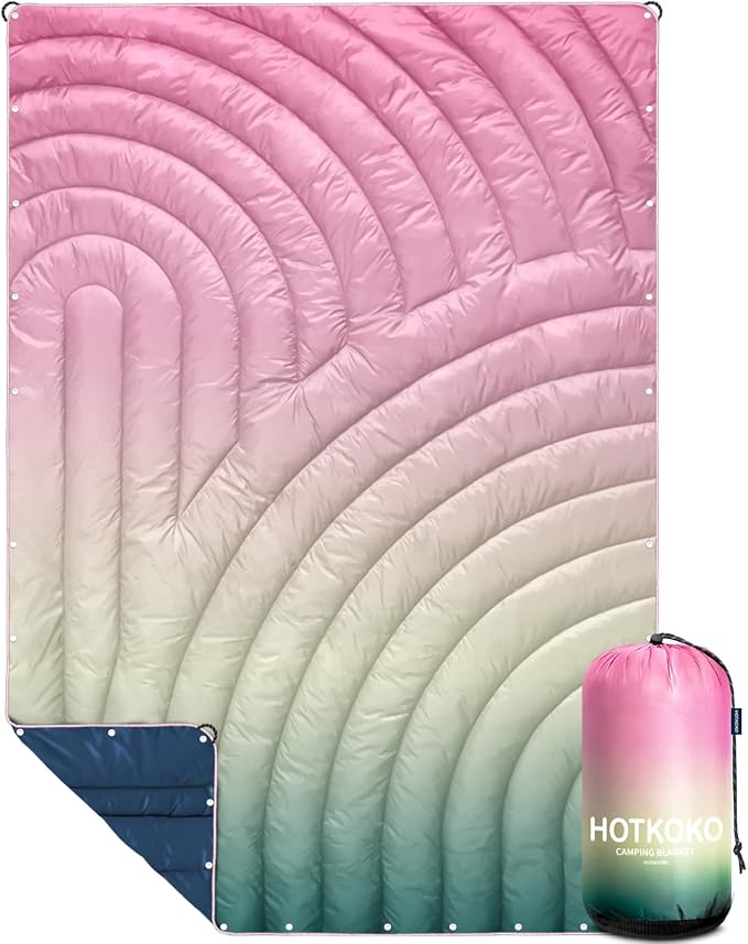 Camping Blanket,Puffy Blanket Lightweight Packable Camping Blanket Outdoor Blanket for Camping,Traveling, Stadium, Hiking, Picnics by hotkoko