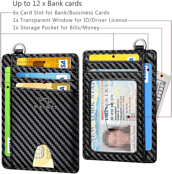 FurArt Slim Minimalist Wallet RFID Credit Card Holder for Men | slim minimalist compact rfid id window thin - Image 6