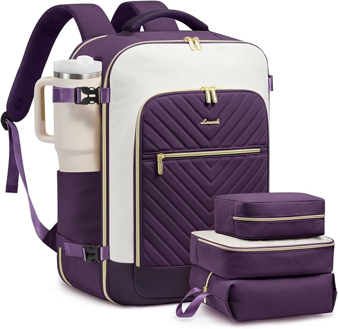 LOVEVOOK Large Travel Backpack for Women, TSA Carry on Backpack for Airplanes, 40L Personal Item Travel Bag for Women fits 17" Laptop,Waterproof Carry on Bag Airplane Approved with 3 Packing Cubes by LOVEVOOK