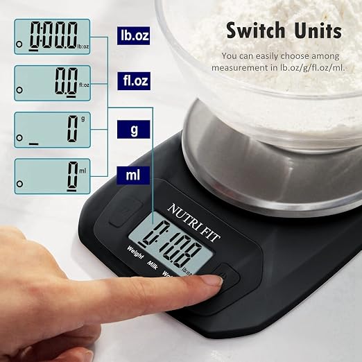 Digital Food Scale Small Kitchen Scales Weight in Grams Oz Black | Stainless Steel Panel, 1g Increment, Max 11lbs, Extra-Small Size, Smart Tare, Cooking Baking Weight Loss, Backlit LCD Display - Image 5