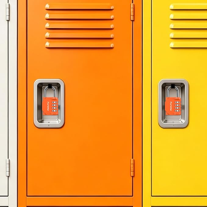 Puroma 2 Pack Combination Lock Locker 4 Digits Combo Padlock Gym Orange | For School Gate Fence Toolbox Hasp Storage, Outdoor, Resettable, Weatherproof, Side Window, Crack Cut Resist, Hardened Steel - Image 7