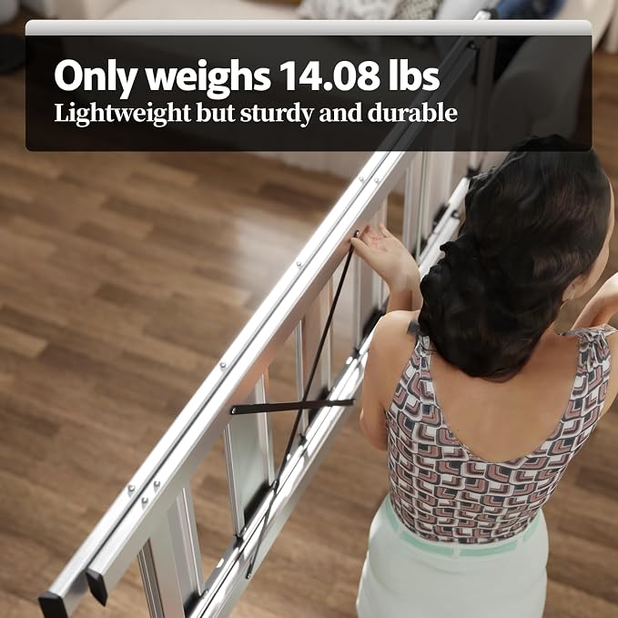 KINGRACK Aluminium 5 Step Ladder, Lightweight Step Stool with Non-Skid Pedals, Handrail, Foldable Step Ladder for Kitchen, Garage, Home, Space Saving, Sturdy and Portable, Silver - Image 5