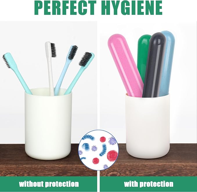 Hooqict 4 Pack Travel Toothbrush Case Portable Travel Toothbrush Holder Plastic Toothbrush Container Protector Cover for Traveling, Camping, Home, School, Business - Image 3