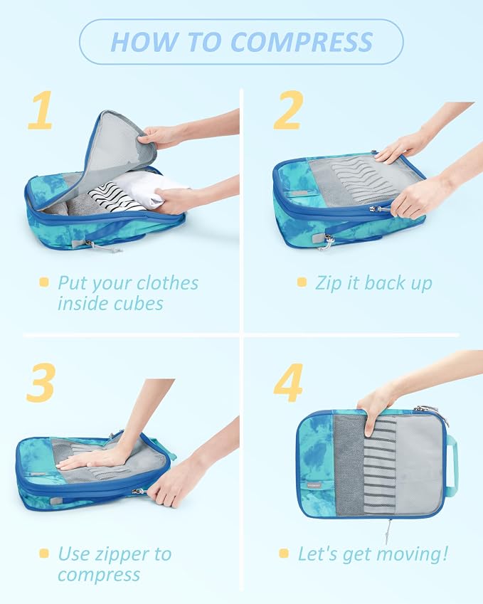 BAGSMART Compression Packing Cubes for Travel Essentials | 14 Set /6 Set /4 Set/2 Set, Lightweight, Durable - Image 7