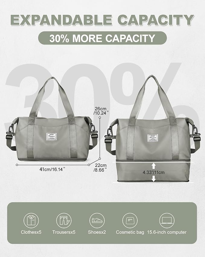 Travel Duffel Bag, Sports Tote Gym Bag, Shoulder Weekender Overnight Bag for Women - Image 3