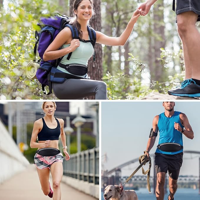 Running Belt Fanny Pack, Running Waist Pack for Women & Men USA Patented Hands-Free Reflective Runner Pouch Belt Fitness Workout Bag No-Bounce Adjustable Sport Travel Fanny Pack Cell (Black) - Image 6