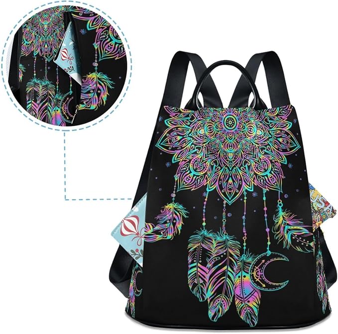ALAZA Dreamcatcher Lotus Boho Backpack Purse for Women Anti Theft Fashion Back Pack Shoulder Bag - Image 4