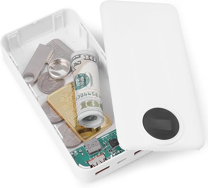 Fake Charger Diversion Safe with Large Hidden Compartment, Fake Power Bank Secret Storage Box, Secret Hidden Storage Keeps for Money, Keys, and Valuables- White by BARGIFTS