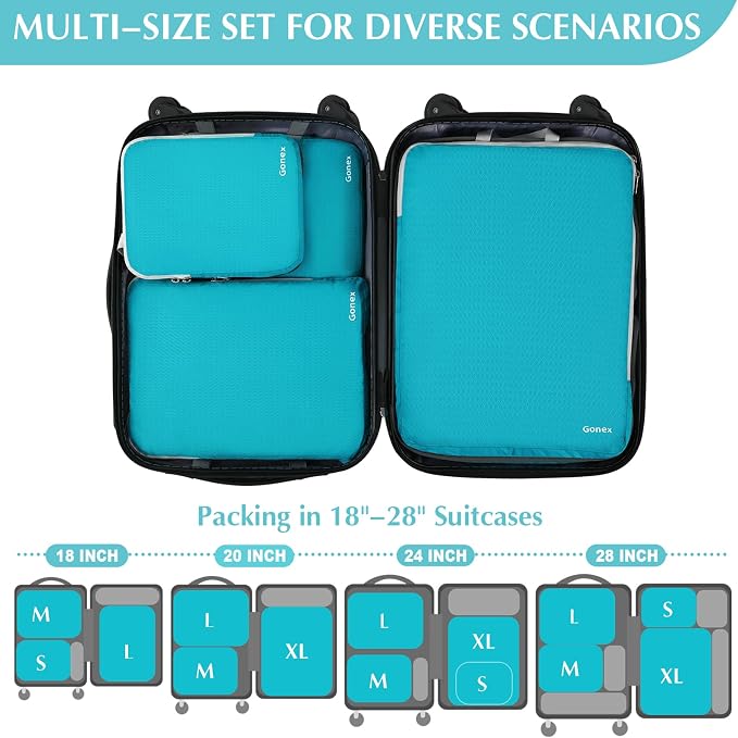 Gonex Compression Packing Cubes, 4-Piece Expandable Travel Organizers | Double-Zip Compression, Space-Saving Design, Ripstop Fabric, Carry-On & Backpack Friendly, Family & Business Travel - Image 5