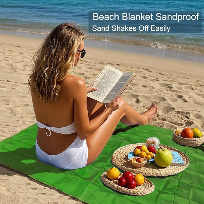 Pocket Blanket, Compact Blanket for Picnic, Beach, Festival | Sandproof, Waterproof, Stakes & Carabiner Included, Packable Lightweight Tarp for Camping, Hiking, Backpacking, Travel - Image 4