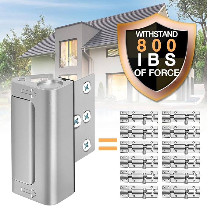 Door Reinforcement Lock for Front Door Kids Safety Latch Withstand 800 Lbs | Child Proof High Home Security Flip Extra Lock for Inward Swinging Doors Night Guardian Latches, Prevent Unauthorized Entry - Image 2