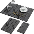 2 PCS Stone Dish Drying Mat for Kitchen Counter,Quick Dry Stone Dishes Mats,Marbled Water Absorbing Diatomaceous Earth Drying Pad for Countertop Bottles Utensils Cups（Dark Gray 20"×14" & 8"x4"） by linidcoudhome