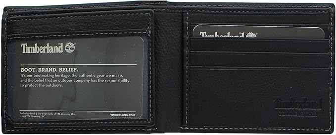 Timberland Men's Wellington Leather Rfid Bifold Commuter Security Wallet, Black, One Size - Image 4