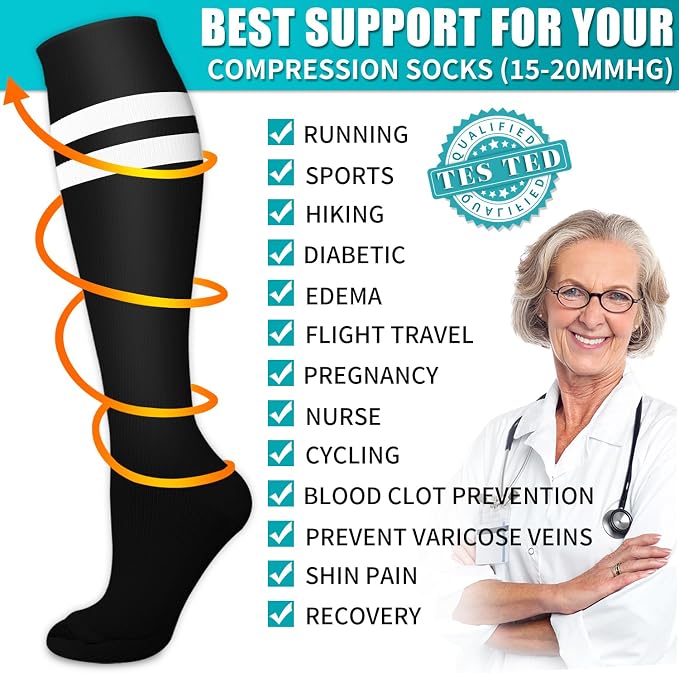 Copper Compression Socks for Women & Men (6 pairs) - Best Support for Nurses, Running, Hiking, Recovery - Image 5
