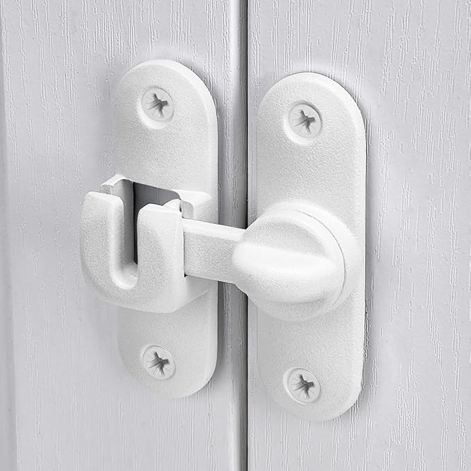 3 Pcs Matte White 90/180 Degree Sliding Door Latches,Zinc Alloy Flip Latch | Barn Door Latch,Cabinet Lock,Right Angle Door Lock,for bedroom,cabinet,drawer,Gardens,Wine Cabinet,garage,window,Pet Cage - Image 4