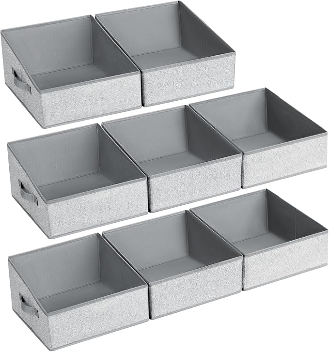 DIMJ Trapezoid Storage Bins, Closet Storage Bins with Handle, Foldable Closet Organizers and Storage Baskets for Toys, Books, Clothes, 8 Packs by DiMJ
