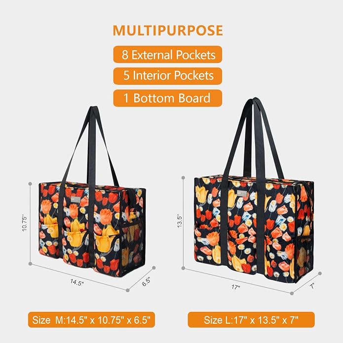 TOPDesign Utility Water Resistant Tote Bag with 13 Pockets, Top Zipper Closure & Thick Bottom Support, for Working Women - Image 2