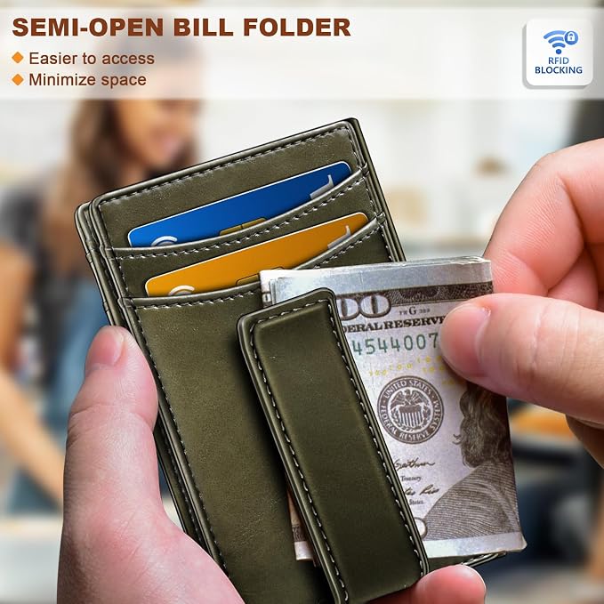 BULLIANT Magnetic Slim Leather Airtag Wallet Money Clip For Men 12Cards | RFID Blocking | Easy Access | Gift Boxed | Pocket Fit - Image 4