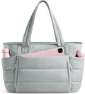 Uselike Tote Bag for Women with Zipper, Quilted Puffer Tote Bag with Compartments, Lightweight Puffy Work Bags for Women by Uselike