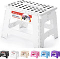 9 Inch Folding Step Stool for Kids and Adults, Holds 300 lb, White | Heavy Duty Foldable Stools, Lightweight, Non-Slip, for Toddler, for Kitchen Bathroom Bedroom Outdoor, Collapsible with Handle by ACSTEP