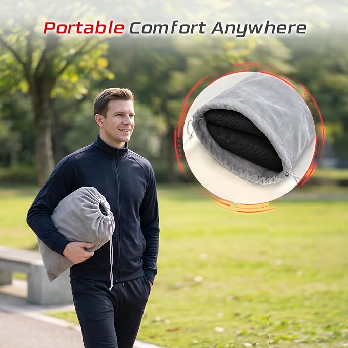 Cooling Gel Seat Cushion for Long Sitting, Double Thick Breathable Design | Non-slip Base and Washable Zip Cover, Carry Bag, Portable Seat Pad for Car, Wheelchair, Stadium Seats, Travel & Outdoor Use - Image 7