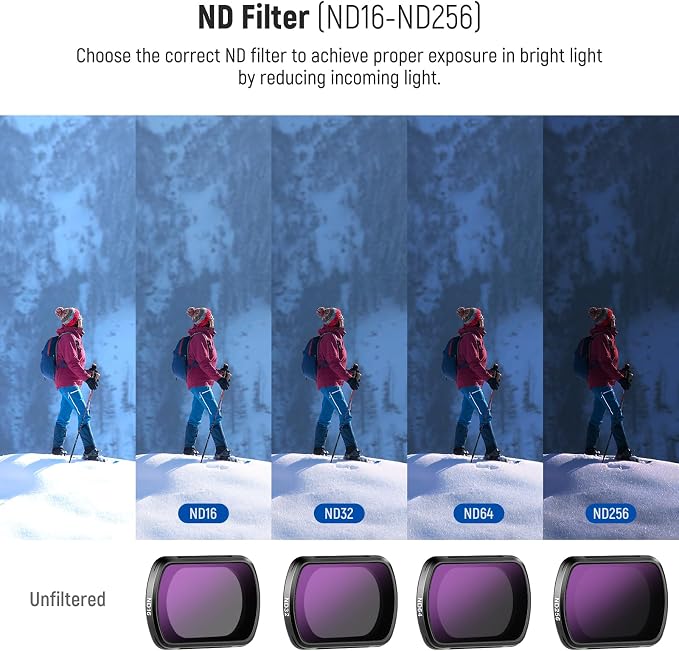 NEEWER Magnetic ND Filter Set Compatible with DJI Osmo Pocket 3 / Pocket 4 / Xtra Muse, 6 Pack ND16 ND32 ND64 ND256 CPL UV Lens Filter Accessories Kit - Image 4