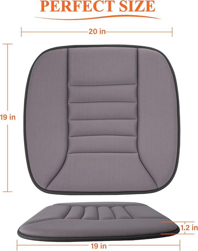kingphenix Memory Foam Car Seat Cushion for Driver and Office Chair Comfort | 1.2-Inch-Thick Memory Foam Seat Pad, Soft, Breathable Fabric, Non-Slip Silicone Bottom for Long Drives and Office Use, Black - Image 6