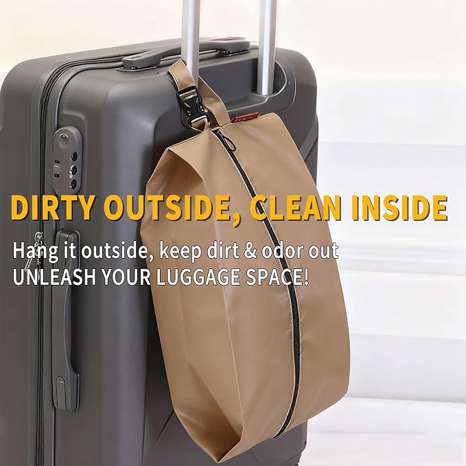 4-Pack Travel Shoe Bags for Packing in Suitcase – Hanging Buckle Shoe Storage Pouches with Zipper and Handle, Portable Bags for Gym, Sports, Cleat and Ballet (Black) - Image 2