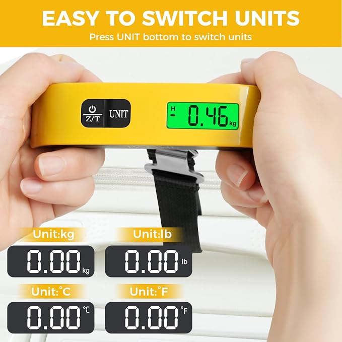 BAGAIL Digital Luggage Scale, 110lbs Hanging Baggage Scale with Backlit LCD Display, Portable Suitcase Weighing Scale, Travel Luggage Weight Scale with Hook, Strong Straps for Travelers - Image 5