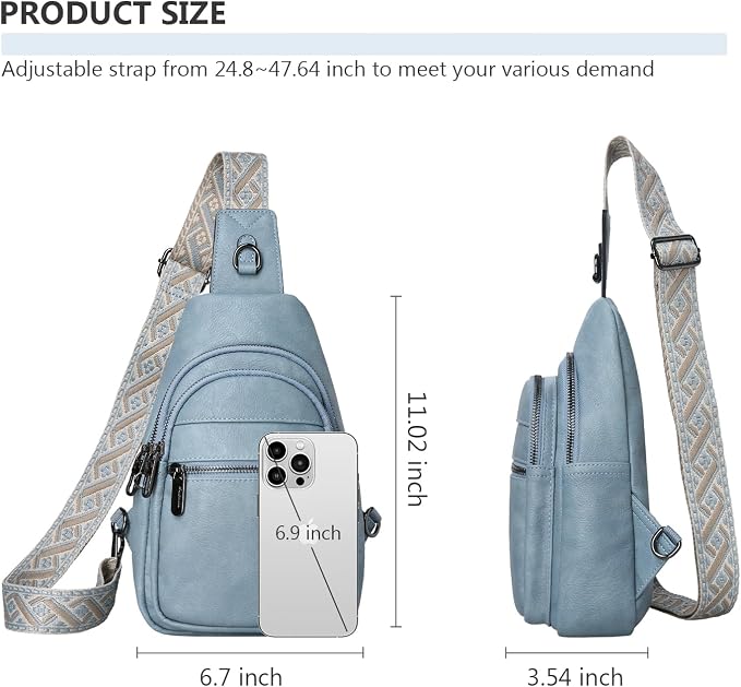 Anti-theft Chest Bags Women Small PU Leather Sling Fanny Pack | RFID Blocking,Safety Zipper,5 Card Slots,Adjustable Strap,Large Capacity,Multi Pockets,Faux Leather,Daypack,Bum Bags,Travel - Image 4