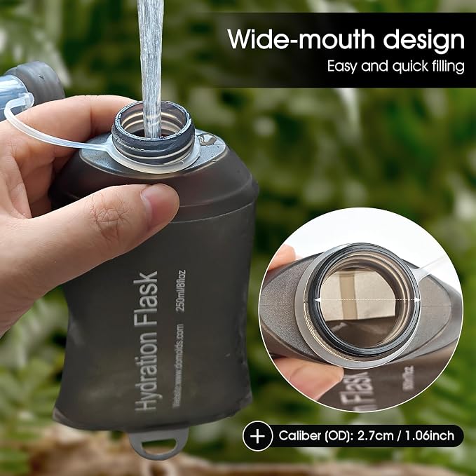 GUYI GYGYL Soft Flask, Collapsible Water Bottle for Sports, 500ml Grey | TPU Collapsible Water Bottle for Hydration Pack, Running Vest, Leak-Proof Folding Bottle for Hiking Cycling Climbing Jogging - Image 5